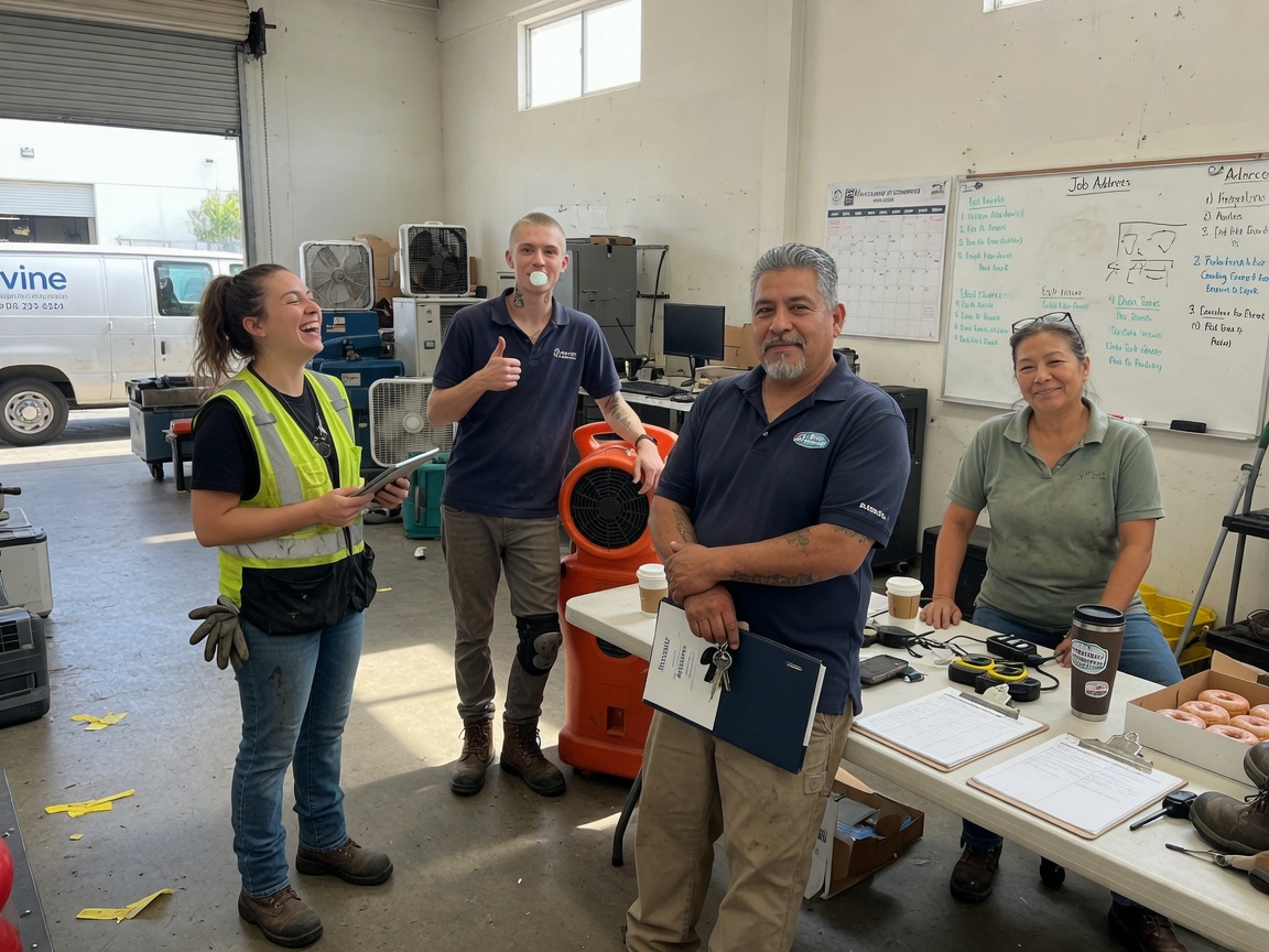 The United Restoration Construction team at work in Irvine